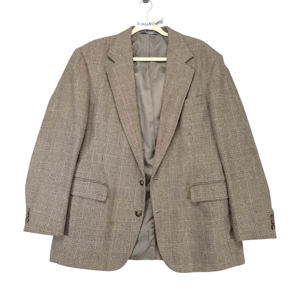 Vintage 80s Haggar Brown Tweed Sport Coat Mens 42 USA Academia Old Money Preppy